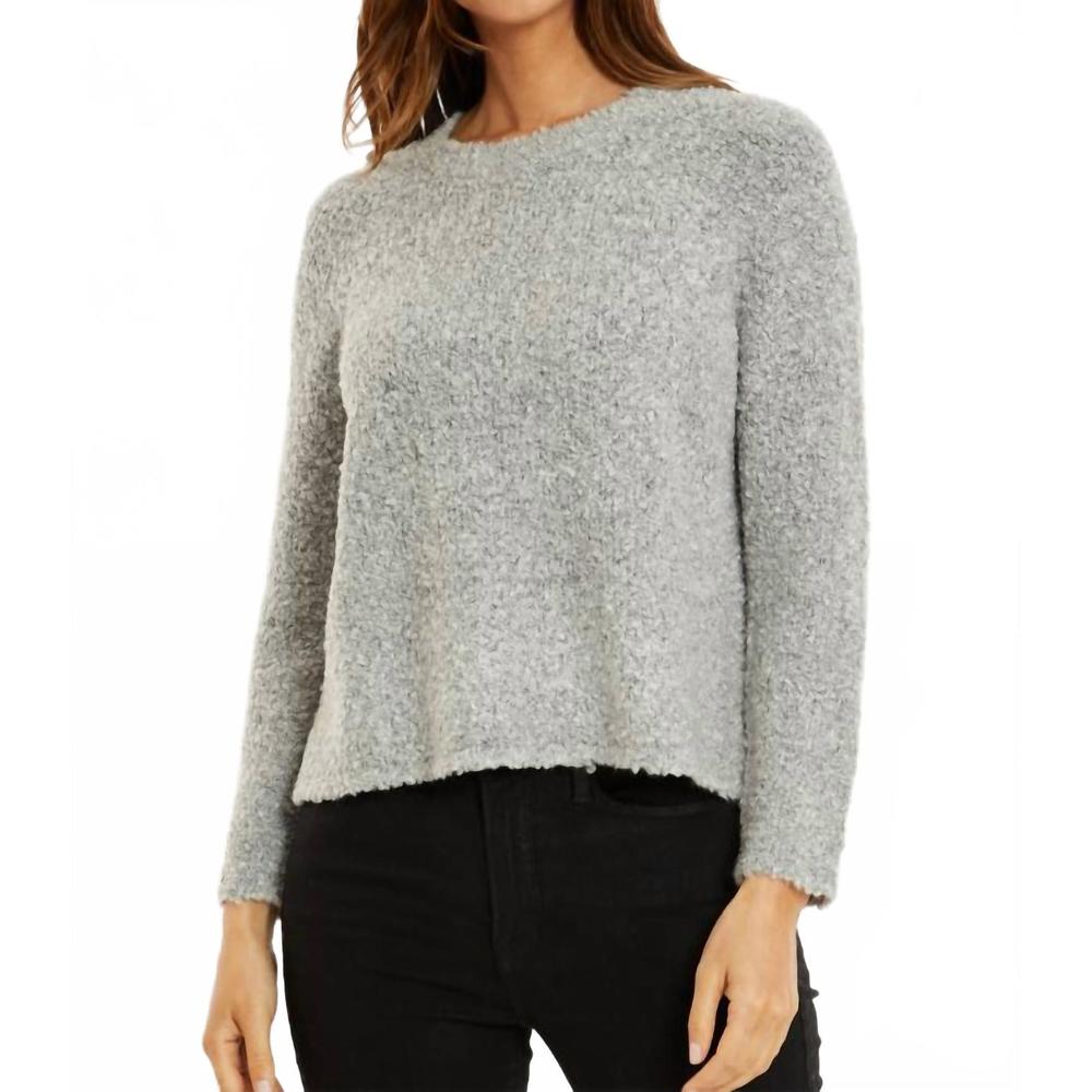 NEW MODODOC open crew boucle sweater in heather grey
